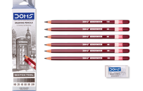 DOMS 6H Drawing Pencils Pack of 10 with Free Eraser
