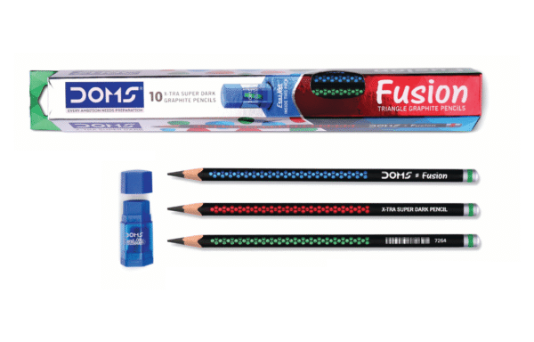 DOMS Fusion Pencils – Pack of 10 + 1 Free Erasner