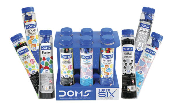 DOMS Super Six Pencils – Pack of 6 Jars (20 Pencils Each)
